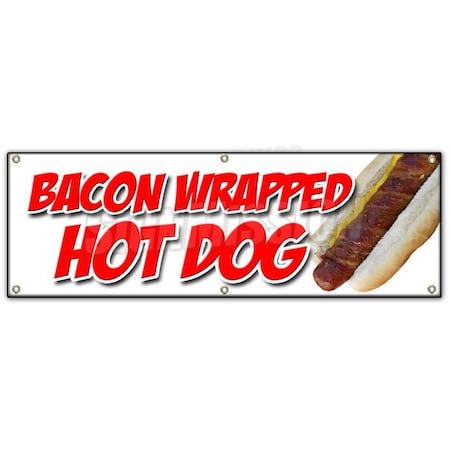 Signmission BACON WRAPPED HOT DOG BANNER SIGN texas tommy cheese deep fried stick B-72 Bacon Wrapped Hot Dog
